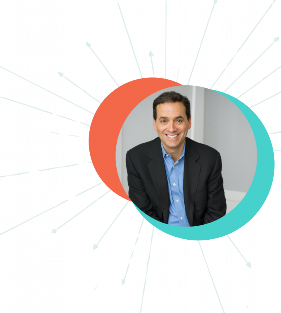 Daniel H. Pink with background elements (circles and arrow)